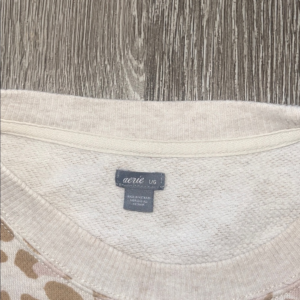 AERIE | LEOPARD PRINT CREWNECK SWEATER oversized size large animal print - Picture 3 of 9
